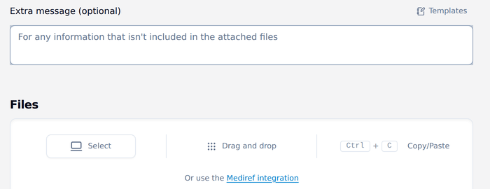 Pressing slash in the Extra message box, typing a few letters of a template name and picking it, so the saved wording drops into the box